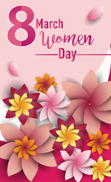 Women Day Mars Text Bokstäver Blommor Mönster Bakgrund För Gratulationskort — Stock vektor