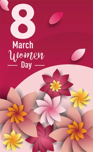 Women Day Mars Text Bokstäver Blommor Mönster Bakgrund För Gratulationskort — Stock vektor