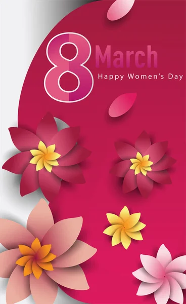 Ημέρα Της Γυναίκας Μαρτίου Κείμενο Γράμματα Φόντο Μοτίβο Λουλούδια Για — Διανυσματικό Αρχείο