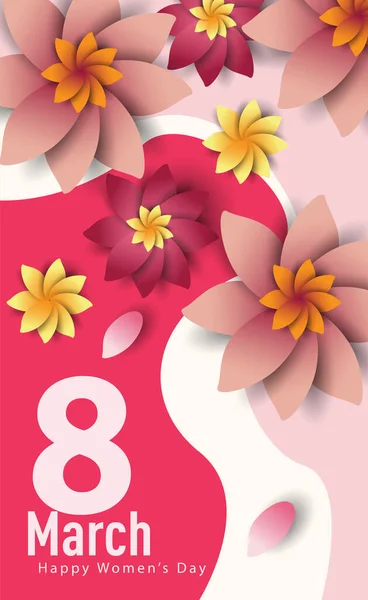Березня Фоні Візерунка Квітів Вітальної Листівки Запрошення Святкування Жіночого Дня — стоковий вектор