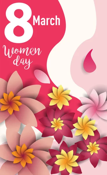 Women Day Mars Text Bokstäver Blommor Mönster Bakgrund För Gratulationskort — Stock vektor