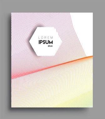 İş broşürü kapağı tasarımı için soyut geometrik çizgi desenli arka plan. Renkli, pankartlar, broşürler, posterler, kapaklar ve afişler için uygulanabilir. Vektör Tasarımı