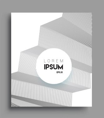 İş broşürü kapağı tasarımı için soyut geometrik çizgi desenli arka plan. Siyah ve beyaz, pankartlar, broşürler, posterler, kapaklar ve afişler için kullanılabilir. Vektör Tasarımı