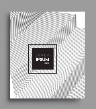 İş broşürü kapağı tasarımı için soyut geometrik çizgi desenli arka plan. Siyah ve beyaz, pankartlar, broşürler, posterler, kapaklar ve afişler için kullanılabilir. Vektör Tasarımı