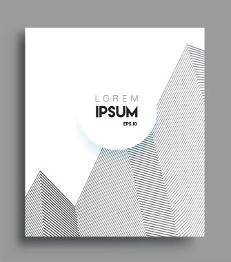 İş broşürü kapağı tasarımı için soyut geometrik çizgi desenli arka plan. Siyah ve beyaz, pankartlar, broşürler, posterler, kapaklar ve afişler için kullanılabilir. Vektör Tasarımı