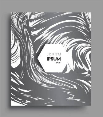 İş broşürü kapağı tasarımı için soyut geometrik çizgi desenli arka plan. Siyah ve beyaz, pankartlar, broşürler, posterler, kapaklar ve afişler için kullanılabilir. Vektör Tasarımı