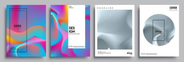 Modern soyut kapaklar seti. Cool gradient şekilleri bileşimi, vektör tasarımı kapsar.