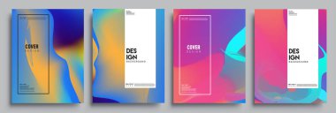 Modern soyut kapaklar seti. Cool gradient şekilleri bileşimi, vektör tasarımı kapsar.