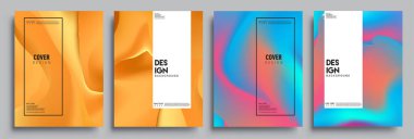 Modern soyut kapaklar seti. Cool gradient şekilleri bileşimi, vektör tasarımı kapsar.