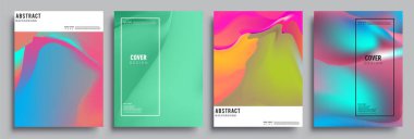 Modern soyut kapaklar seti. Cool gradient şekilleri bileşimi, vektör tasarımı kapsar.
