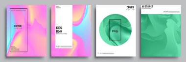 Modern soyut kapaklar seti. Cool gradient şekilleri bileşimi, vektör tasarımı kapsar.