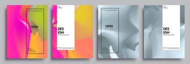 Modern soyut kapaklar seti. Cool gradient şekilleri bileşimi, vektör tasarımı kapsar.