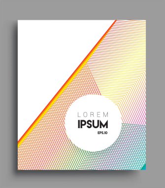 İş broşürü kapağı tasarımı için soyut geometrik çizgi desenli arka plan. Renkli, pankartlar, broşürler, posterler, kapaklar ve afişler için uygulanabilir. Vektör Tasarımı