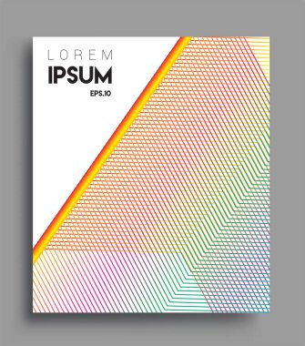 İş broşürü kapağı tasarımı için soyut geometrik çizgi desenli arka plan. Renkli, pankartlar, broşürler, posterler, kapaklar ve afişler için uygulanabilir. Vektör Tasarımı