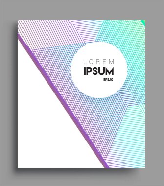 İş broşürü kapağı tasarımı için soyut geometrik çizgi desenli arka plan. Renkli, pankartlar, broşürler, posterler, kapaklar ve afişler için uygulanabilir. Vektör Tasarımı