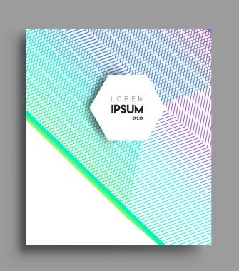 İş broşürü kapağı tasarımı için soyut geometrik çizgi desenli arka plan. Renkli, pankartlar, broşürler, posterler, kapaklar ve afişler için uygulanabilir. Vektör Tasarımı