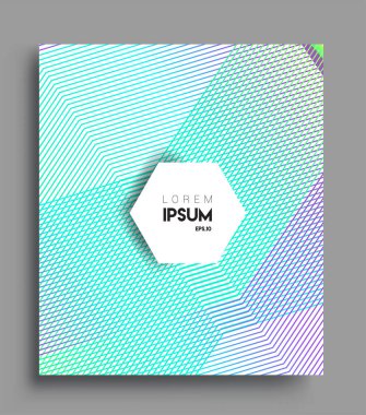 İş broşürü kapağı tasarımı için soyut geometrik çizgi desenli arka plan. Renkli, pankartlar, broşürler, posterler, kapaklar ve afişler için uygulanabilir. Vektör Tasarımı