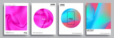 Modern soyut kapaklar seti. Cool gradient şekilleri bileşimi, vektör tasarımı kapsar.