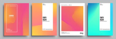 Modern soyut kapaklar seti. Cool gradient şekilleri bileşimi, vektör tasarımı kapsar.