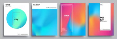 Modern soyut kapaklar seti. Cool gradient şekilleri bileşimi, vektör tasarımı kapsar.