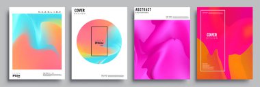 Modern soyut kapaklar seti. Cool gradient şekilleri bileşimi, vektör tasarımı kapsar.