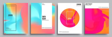 Modern soyut kapaklar seti. Cool gradient şekilleri bileşimi, vektör tasarımı kapsar.