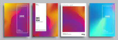 Modern soyut kapaklar seti. Cool gradient şekilleri bileşimi, vektör tasarımı kapsar.