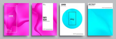 Modern soyut kapaklar seti. Cool gradient şekilleri bileşimi, vektör tasarımı kapsar.
