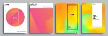 Modern soyut kapaklar seti. Cool gradient şekilleri bileşimi, vektör tasarımı kapsar.