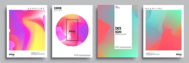 Modern soyut kapaklar seti. Cool gradient şekilleri bileşimi, vektör tasarımı kapsar.