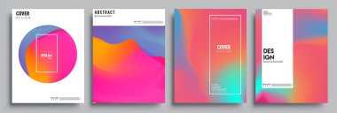 Modern soyut kapaklar seti. Cool gradient şekilleri bileşimi, vektör tasarımı kapsar.