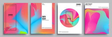 Modern soyut kapaklar seti. Cool gradient şekilleri bileşimi, vektör tasarımı kapsar.