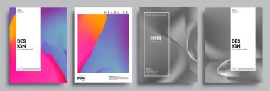 Modern soyut kapaklar seti. Cool gradient şekilleri bileşimi, vektör tasarımı kapsar.