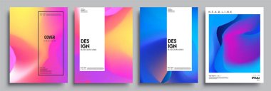 Modern soyut kapaklar seti. Cool gradient şekilleri bileşimi, vektör tasarımı kapsar.