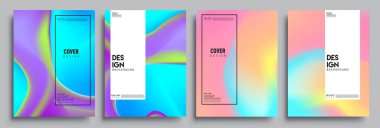 Modern soyut kapaklar seti. Cool gradient şekilleri bileşimi, vektör tasarımı kapsar.