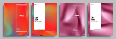 Modern soyut kapaklar seti. Cool gradient şekilleri bileşimi, vektör tasarımı kapsar.