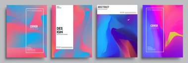 Modern soyut kapaklar seti. Cool gradient şekilleri bileşimi, vektör tasarımı kapsar.