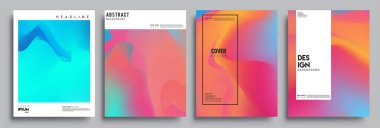 Modern soyut kapaklar seti. Cool gradient şekilleri bileşimi, vektör tasarımı kapsar.