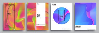 Modern soyut kapaklar seti. Cool gradient şekilleri bileşimi, vektör tasarımı kapsar.