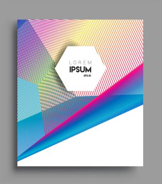 İş broşürü kapağı tasarımı için soyut geometrik çizgi desenli arka plan. Renkli, pankartlar, broşürler, posterler, kapaklar ve afişler için uygulanabilir. Vektör Tasarımı