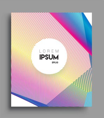 İş broşürü kapağı tasarımı için soyut geometrik çizgi desenli arka plan. Renkli, pankartlar, broşürler, posterler, kapaklar ve afişler için uygulanabilir. Vektör Tasarımı