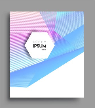 İş broşürü kapağı tasarımı için soyut geometrik çizgi desenli arka plan. Renkli, pankartlar, broşürler, posterler, kapaklar ve afişler için uygulanabilir. Vektör Tasarımı