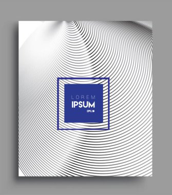 İş broşürü kapağı tasarımı için soyut geometrik çizgi desenli arka plan. Siyah ve beyaz, pankartlar, broşürler, posterler, kapaklar ve afişler için kullanılabilir. Vektör Tasarımı