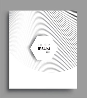 İş broşürü kapağı tasarımı için soyut geometrik çizgi desenli arka plan. Siyah ve beyaz, pankartlar, broşürler, posterler, kapaklar ve afişler için kullanılabilir. Vektör Tasarımı