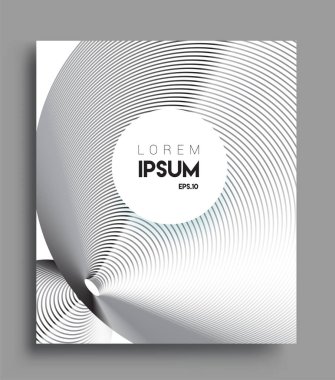 İş broşürü kapağı tasarımı için soyut geometrik çizgi desenli arka plan. Siyah ve beyaz, pankartlar, broşürler, posterler, kapaklar ve afişler için kullanılabilir. Vektör Tasarımı