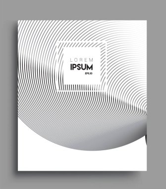 İş broşürü kapağı tasarımı için soyut geometrik çizgi desenli arka plan. Siyah ve beyaz, pankartlar, broşürler, posterler, kapaklar ve afişler için kullanılabilir. Vektör Tasarımı