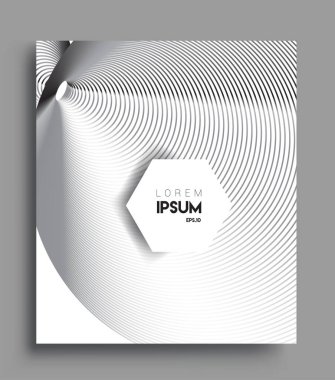 İş broşürü kapağı tasarımı için soyut geometrik çizgi desenli arka plan. Siyah ve beyaz, pankartlar, broşürler, posterler, kapaklar ve afişler için kullanılabilir. Vektör Tasarımı