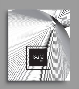 İş broşürü kapağı tasarımı için soyut geometrik çizgi desenli arka plan. Siyah ve beyaz, pankartlar, broşürler, posterler, kapaklar ve afişler için kullanılabilir. Vektör Tasarımı