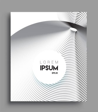 İş broşürü kapağı tasarımı için soyut geometrik çizgi desenli arka plan. Siyah ve beyaz, pankartlar, broşürler, posterler, kapaklar ve afişler için kullanılabilir. Vektör Tasarımı