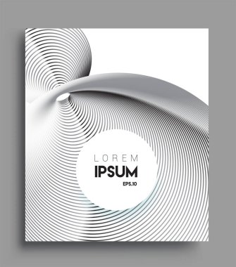İş broşürü kapağı tasarımı için soyut geometrik çizgi desenli arka plan. Siyah ve beyaz, pankartlar, broşürler, posterler, kapaklar ve afişler için kullanılabilir. Vektör Tasarımı
